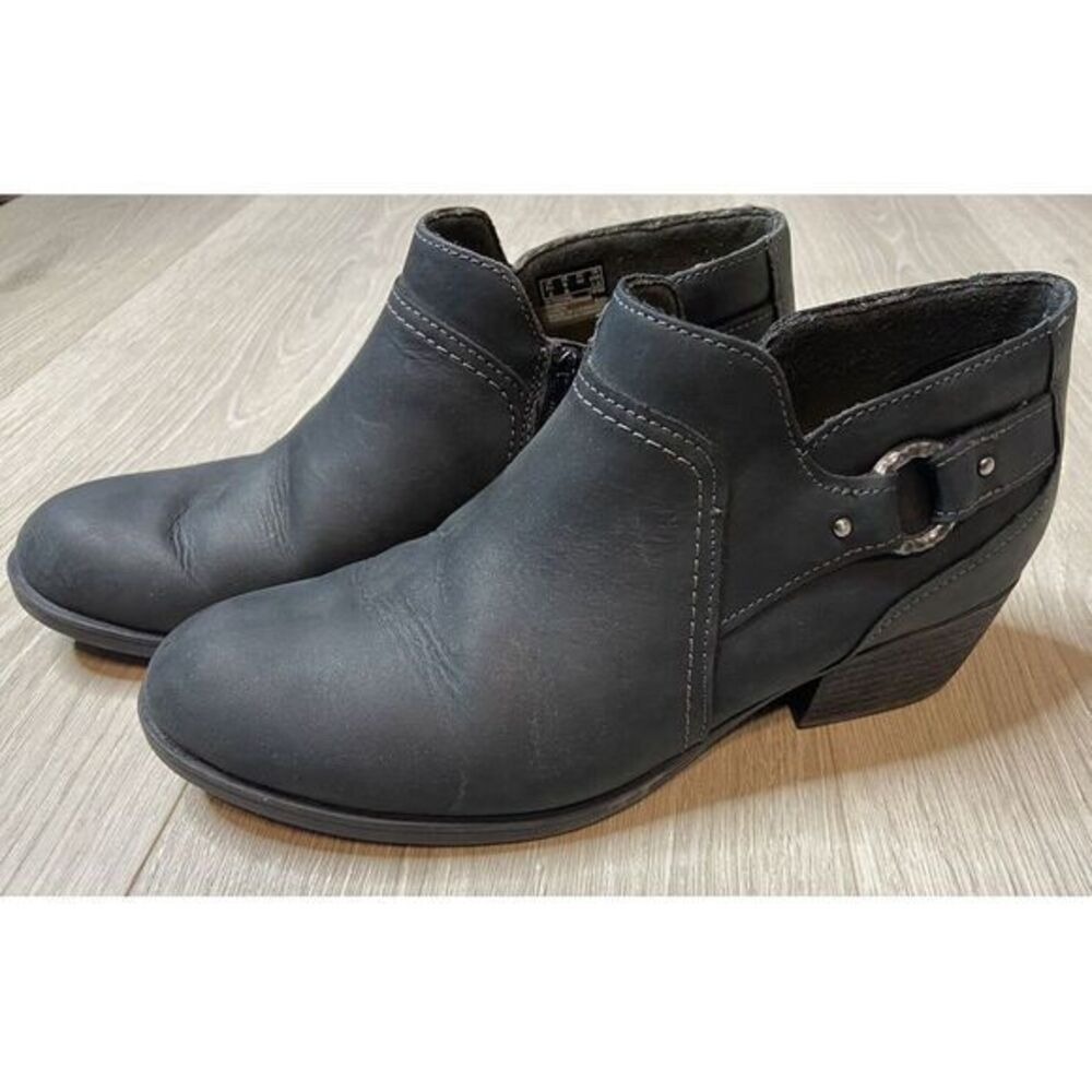 Clarks Boots Womens 9 Black Charlten Grace‎ Ankle Harness Zip Booties